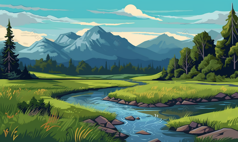 夏天的户外山丘插画,插画/手绘图,插画/手绘图库,插画/手绘图下载,插画/手绘